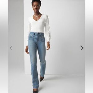 WHBM High Rise Patch Pocket Bootcut Jean Everyday Soft Size 4 $120 KL EUC